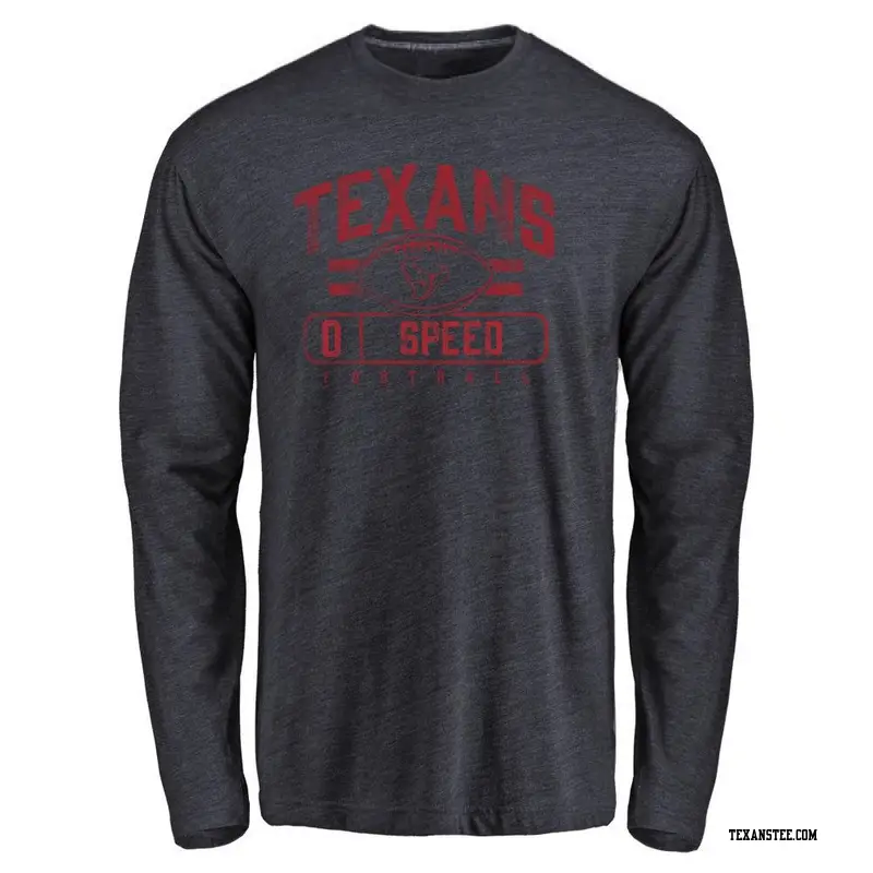Men's Houston Texans ＃0 E.J. Speed Navy Flanker Long Sleeve T-Shirt