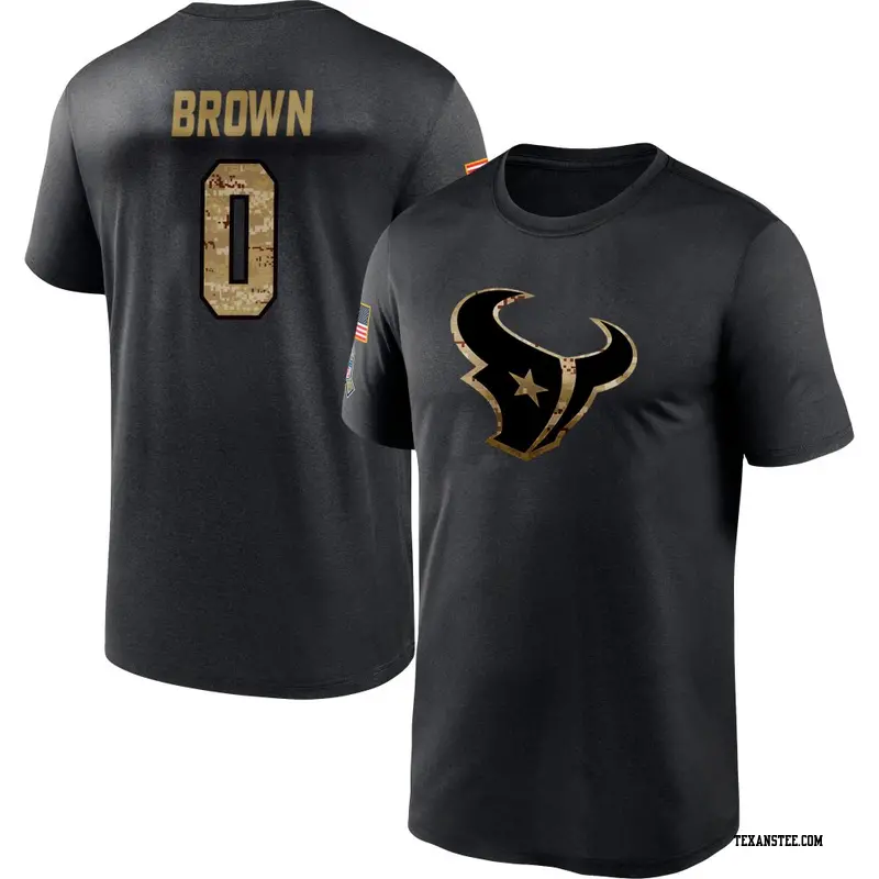 Men's Houston Texans ＃0 Trent Brown Black 2020 Salute To Service Performance T-Shirt