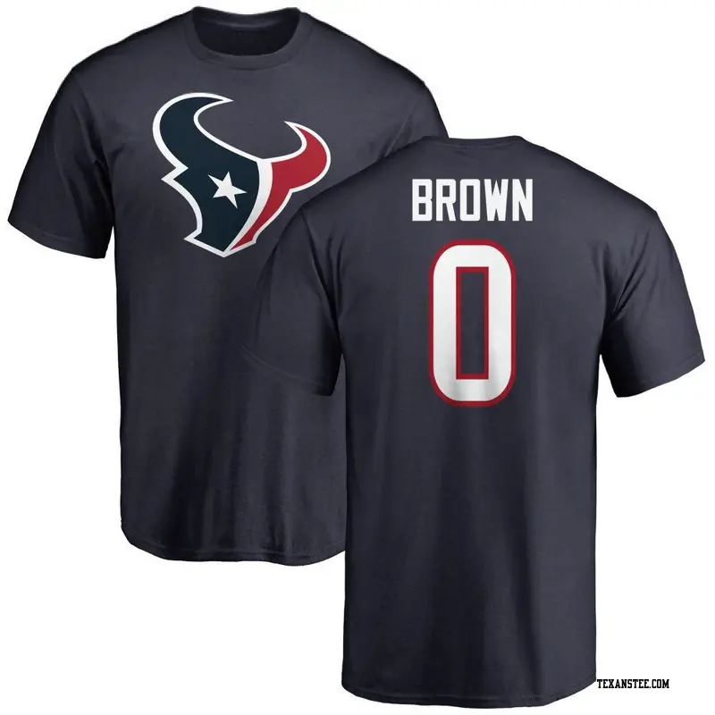 Men's Houston Texans ＃0 Trent Brown Brown Name & Number Logo Trent T-Shirt Navy