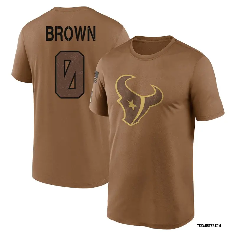 Men's Houston Texans ＃0 Trent Brown Brown Trent 2023 Salute To Service Performance T-Shirt
