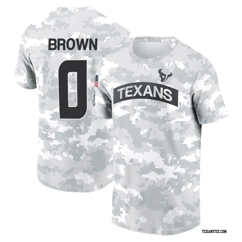 Men's Houston Texans ＃0 Trent Brown Brown Trent Arctic Camo 2024 Salute to Service Performance T-Shirt