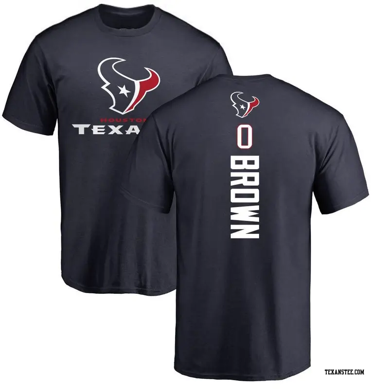 Men's Houston Texans ＃0 Trent Brown Brown Trent Backer T-Shirt Navy