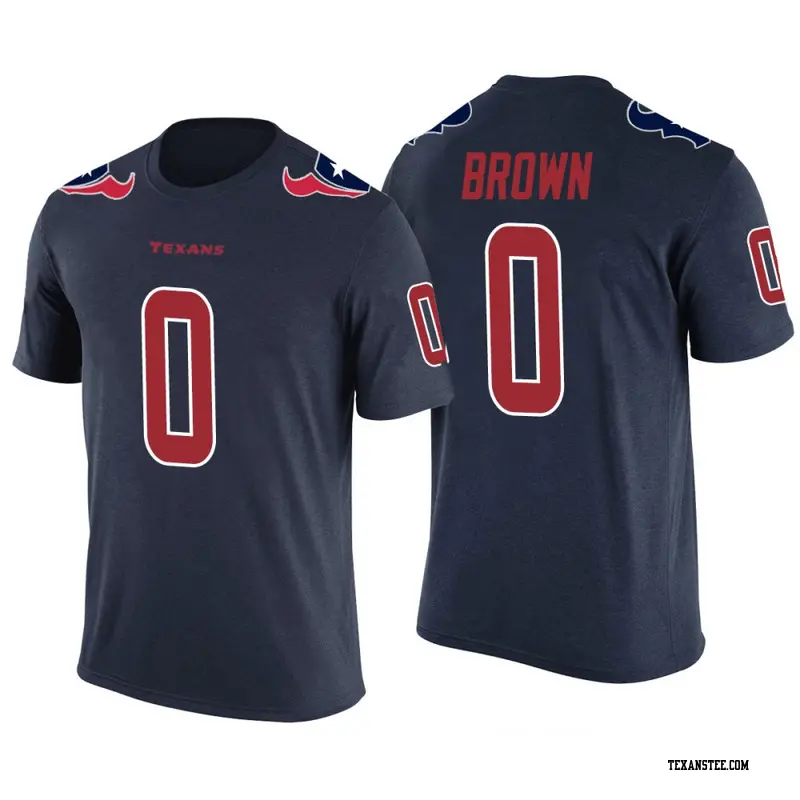 Men's Houston Texans ＃0 Trent Brown Brown Trent Navy Color Rush T-Shirt