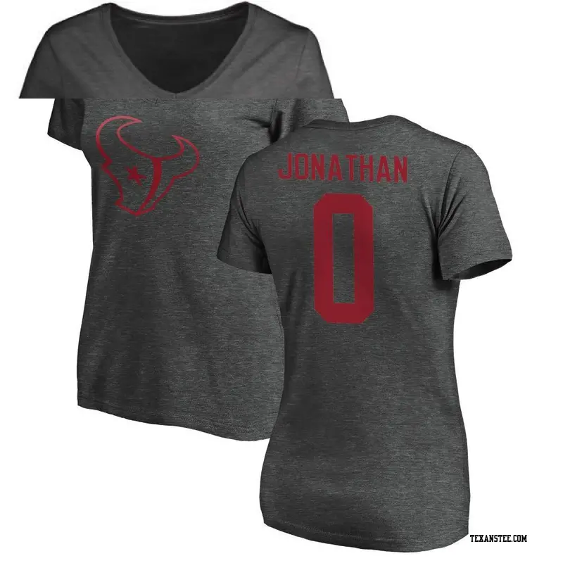 Women's Houston Texans ＃0 Kingsley Jonathan Ash One Color T-Shirt