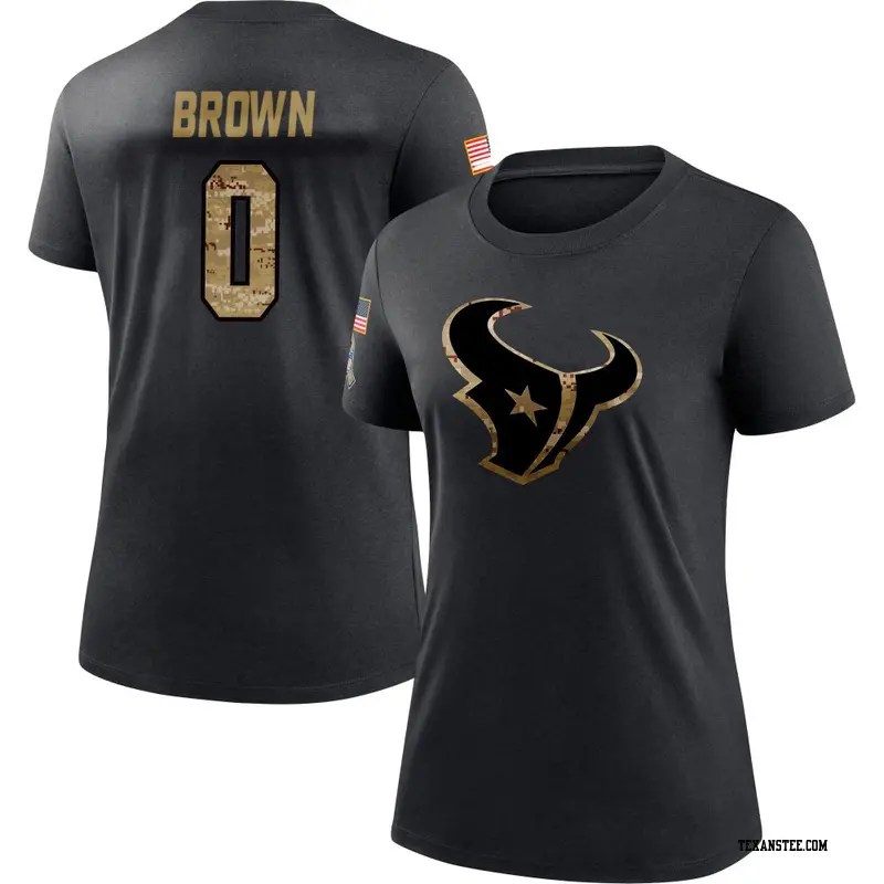 Women's Houston Texans ＃0 Trent Brown Black 2020 Salute To Service Performance T-Shirt