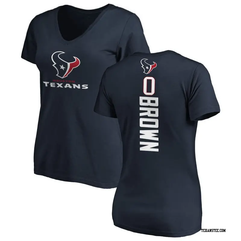 Women's Houston Texans ＃0 Trent Brown Brown Trent Backer Slim Fit T-Shirt Navy