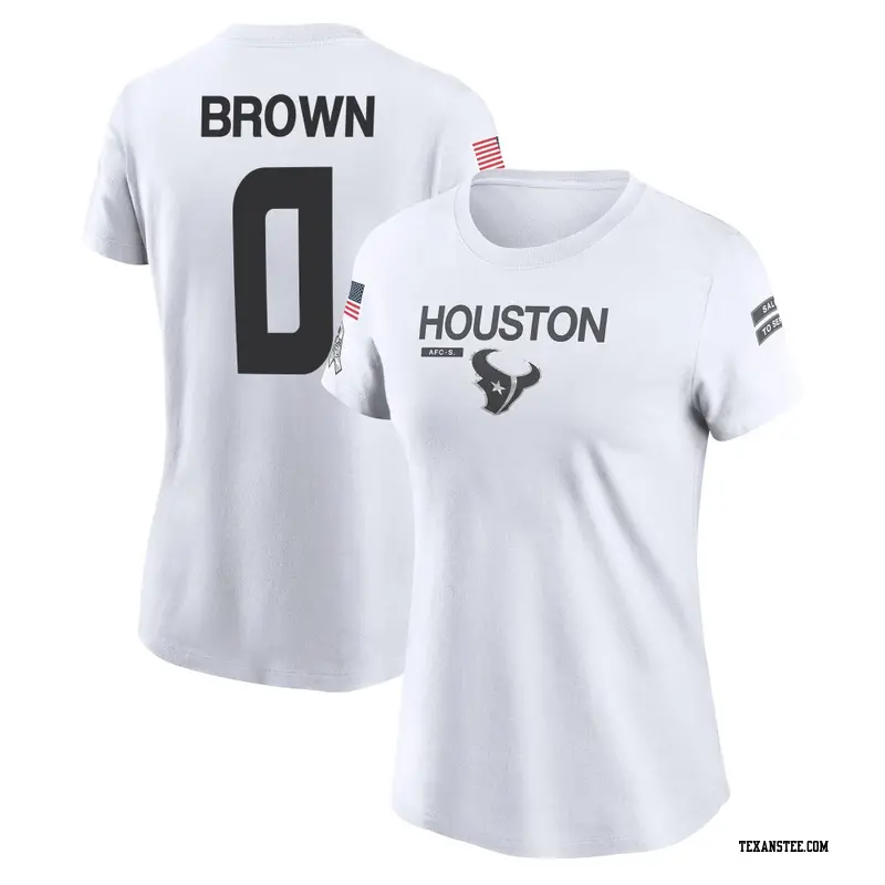 Women's Houston Texans ＃0 Trent Brown White 2024 Salute to Service Performance T-Shirt