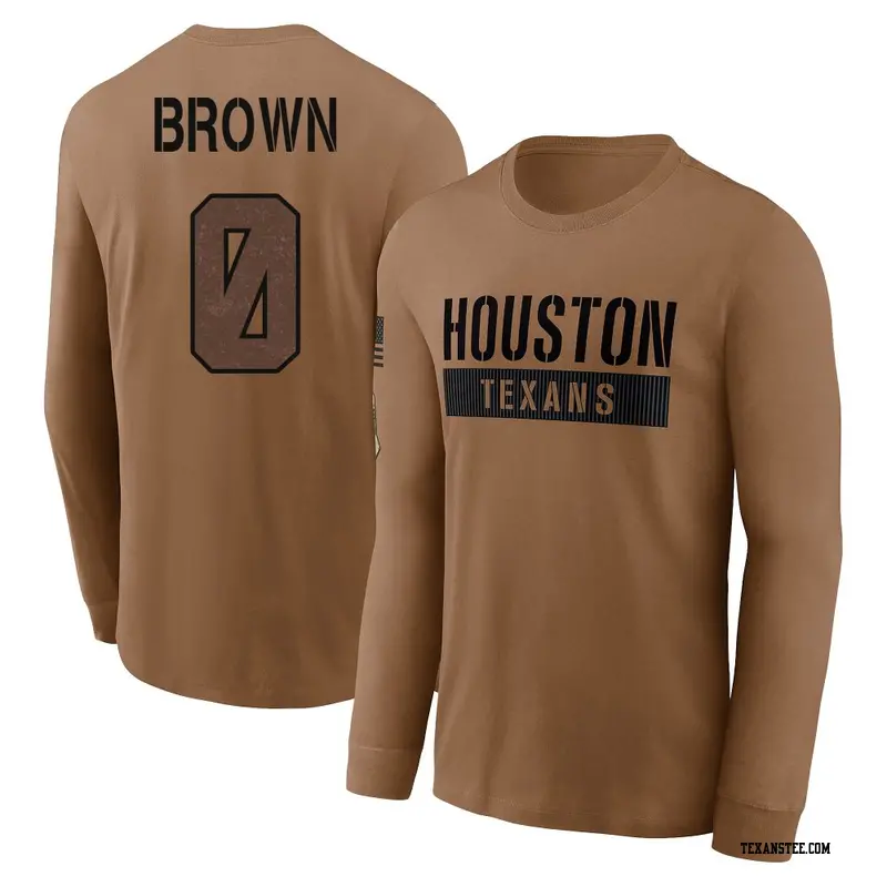 Youth Houston Texans ＃0 Trent Brown Brown Trent 2023 Salute To Service Long Sleeve T-Shirt