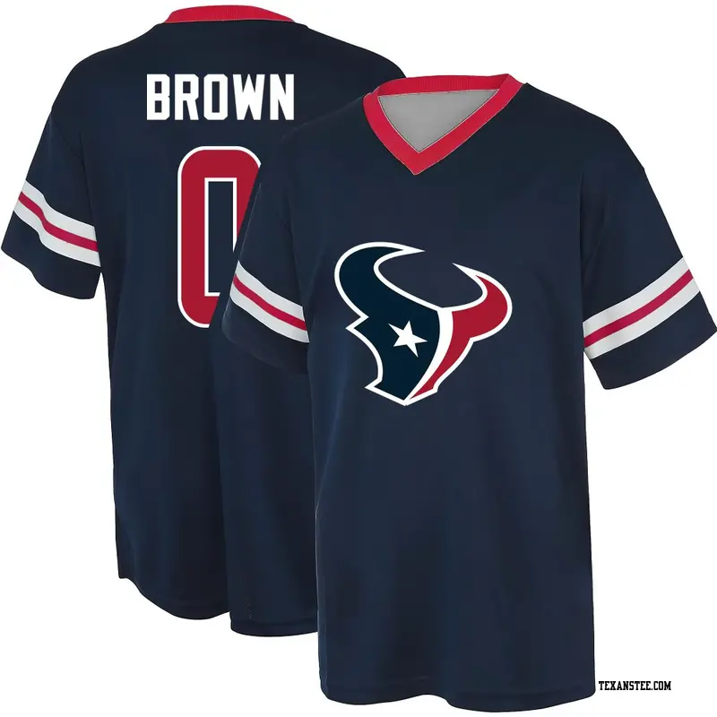 Youth Houston Texans ＃0 Trent Brown Brown Trent Navy Name & Number Game Day V-Neck T-Shirt