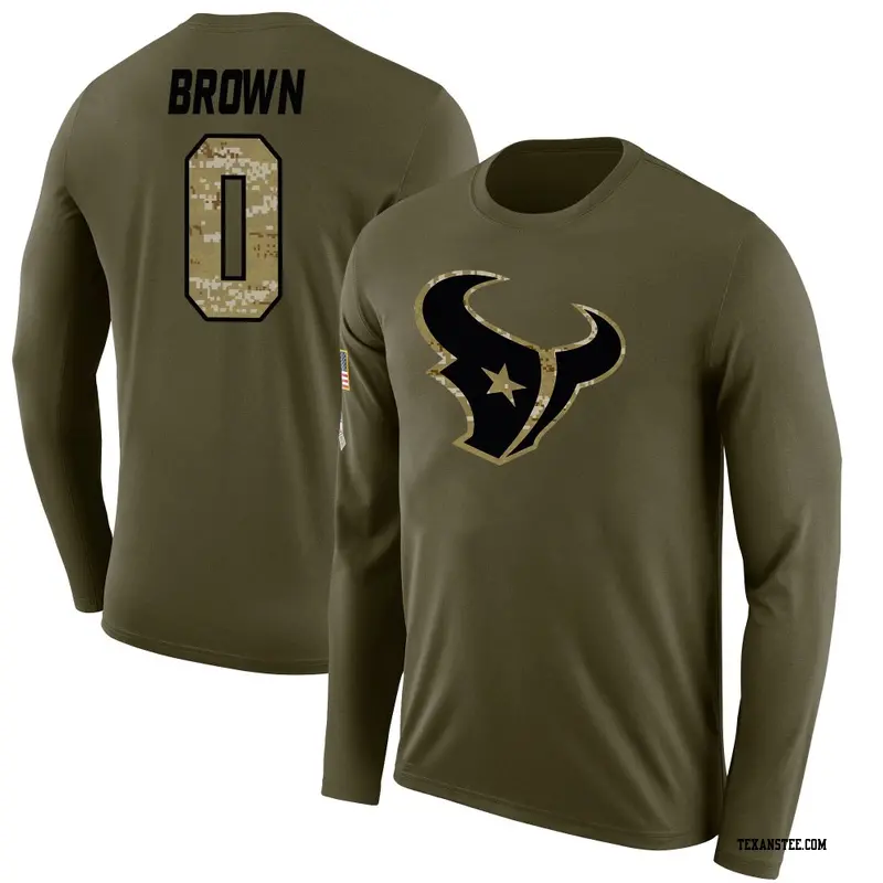 Youth Houston Texans ＃0 Trent Brown Brown Trent Salute to Service Sideline Olive Long Sleeve T-Shirt