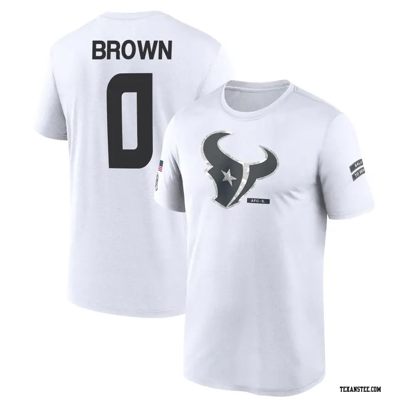 Youth Houston Texans ＃0 Trent Brown White 2024 Salute to Service Performance T-Shirt